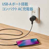 コンパクトAC充電器USB(A)×1 1A 黒_選択画像02