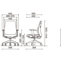 事務イスNC-R200DGL肘付ダークグレー布張り_選択画像03