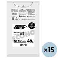 nocoo ECONO+ゴミ袋45L 20枚×15P 半透明