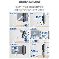ガススプリングモニターアーム 高耐荷重 白_選択画像03