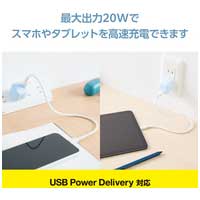 Type-C充電器 20W 折りたたみ 軽量 ブルー_選択画像03