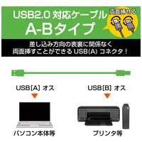 両面挿しUSBケーブル A-B 3m U2C-DB30BK_選択画像02