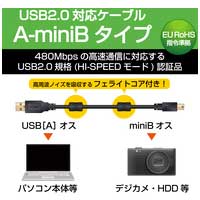 USB2.0ケーブル A-miniB 1m U2C-MF10BK_選択画像02