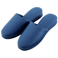 滑り止め抗菌レザースリッパ ダークブルー