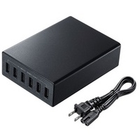USB充電器6ポート合計12A ACA-IP67BK