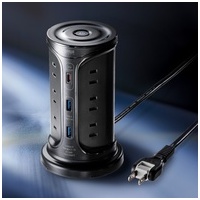 PD30W充電機能付12口タワー型タップ 黒_選択画像03