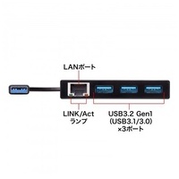 USBハブ付 LANアダプタ USB-3H322BKN_選択画像03