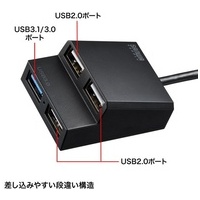 USB3.2USB2.0コンボハブ USB-3H413BKN_選択画像03