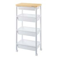 ウッドテーブルワゴン 4段 ホワイト