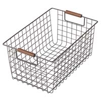 ワイヤーバスケット 木柄 M ブラウン