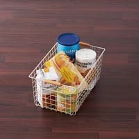 ワイヤーバスケット 木柄 M ホワイト_選択画像02