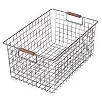 ワイヤーバスケット 木柄 L ブラウン