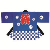 祭袢天 市松 青 大人Ｌ