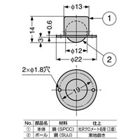 EA986S-3 22x14mmボ-ルキャスタ-(埋込ミ)_選択画像03