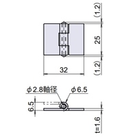 EA951CN-31 25x32mm溶接丁番スティ-ル製2個_選択画像03