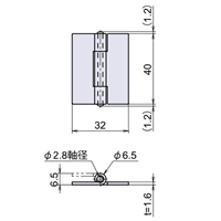 EA951CN-33 40x32mm溶接丁番スティ-ル製2個_選択画像03