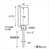 EA727AA-52 50℃/100mmバイメタル式温度計_選択画像02