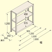 EA976DH-120B 1200/150kg/3段スチール棚_選択画像02