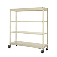 1800x600x1200/150kg/4段スチール棚/車輪付