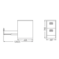 EA954DC-23 387x620x740mm/2段キャビネット_選択画像03