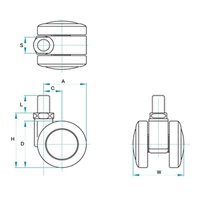 50mmキャスタ- ツインホイ-ル･M10xP1.5ネジ_選択画像02