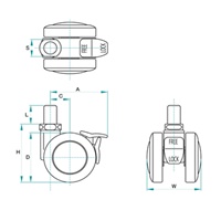 40mmキャスタ- ツインホイ-ル･U3/8x16ネジ_選択画像02