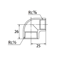 Rc 1/2 x Rc 3/8 異径エルボ(ステンレス製)_選択画像02