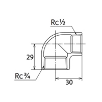 Rc 3/4 x Rc 1/2 異径エルボ(ステンレス製)_選択画像02