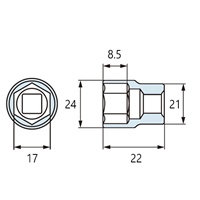 3/8DRx17mm ショートソケット_選択画像02