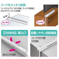 AC125V/15Ax2m回転タップ(7口/雷ガード/白)_選択画像02