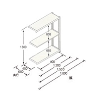 1200x600x1500mm150kg3段スチール棚 連立用_選択画像04