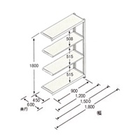 1800x450x1800mm150kg4段スチール棚 連立用_選択画像04