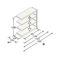 1800x600x1200mm150kg4段スチール棚 連立用_選択画像03