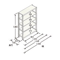 1800x600x1800mm/150kg/5段 スチール棚_選択画像02