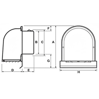97-111mmU型ガラリ強制給排気口用フード付_選択画像04