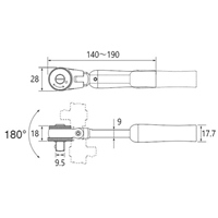 3/8in DR140-190ラチェトハンドル伸縮首振_選択画像04