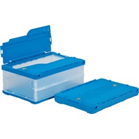 530x366x232mm/34.1L折畳コンテナ青/蓋付薄_選択画像02