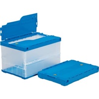 530x366x336mm/51.3L折畳コンテナ青/蓋付薄