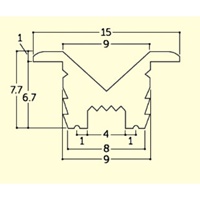 9(15)x1800mm戸車用レール(V型/アルミ製/銀_選択画像02