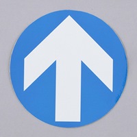 φ100mm安全標識ステッカー(↑上/青)