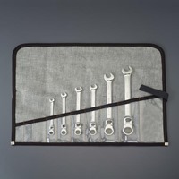 ６本組ラチェット片目片口スパナ(首振型)