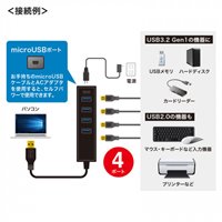 [4ポート]USB3.2ハブ(マグネット固定式/1m)_選択画像02