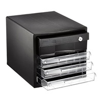 278x350x258/鍵付深1･浅3段レターケース(黒_選択画像02