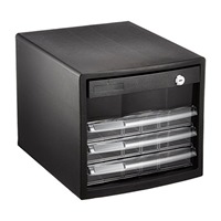 278x350x258/鍵付深1･浅3段レターケース(黒_選択画像03