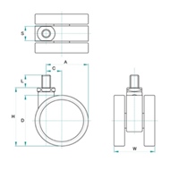60mmキャスター(ツインホイール/U3/8x16山)_選択画像02