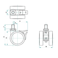 50キャスタ(ツインホイールbreak付M10xP1.5_選択画像02