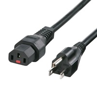 125V/12Ax1m電源コード(-PC接続/抜止黒