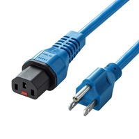 125V/12Ax1m電源コード(-PC接続/抜止青