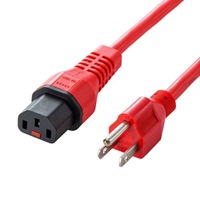 125V/12Ax1m電源コード(-PC接続/抜止赤