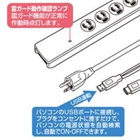 125V/15Ax2mUSB連動タップ(7口/TEL雷ガード_選択画像03